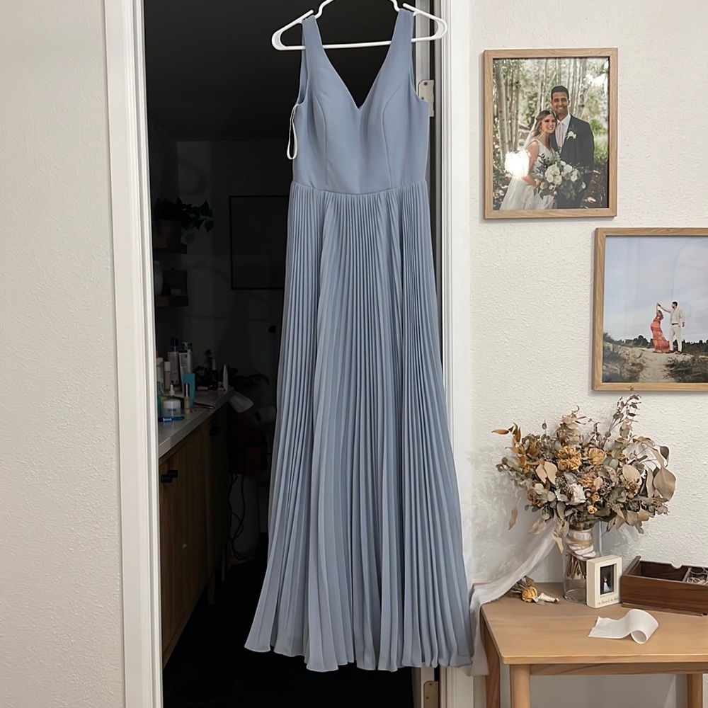 Light Blue long bridesmaids dress from JJHouse